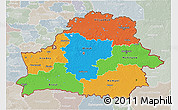Political 3D Map of Belarus, lighten, semi-desaturated