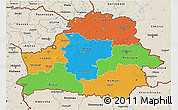 Political 3D Map of Belarus, shaded relief outside