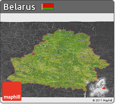 Satellite 3D Map of Belarus, darken, desaturated