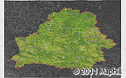 Satellite 3D Map of Belarus, darken, desaturated