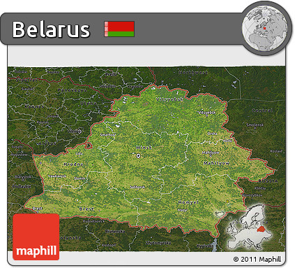 Satellite 3D Map of Belarus, darken