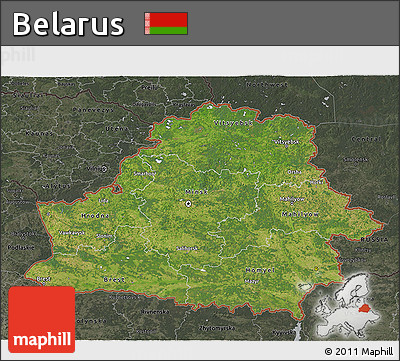 Satellite 3D Map of Belarus, darken, semi-desaturated