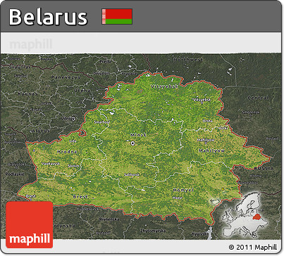 Satellite 3D Map of Belarus, darken, semi-desaturated