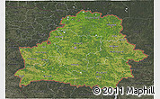 Satellite 3D Map of Belarus, darken, semi-desaturated