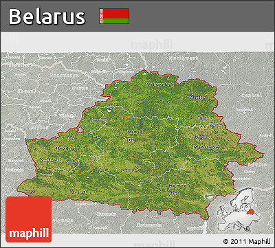 Satellite 3D Map of Belarus, lighten, semi-desaturated