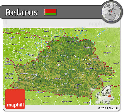 Satellite 3D Map of Belarus, physical outside