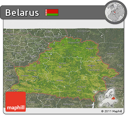 Satellite 3D Map of Belarus, semi-desaturated
