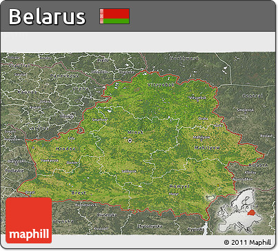 Satellite 3D Map of Belarus, semi-desaturated