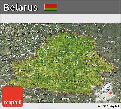 Satellite 3D Map of Belarus, semi-desaturated