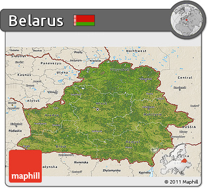 Satellite 3D Map of Belarus, shaded relief outside