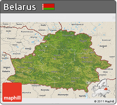 Satellite 3D Map of Belarus, shaded relief outside
