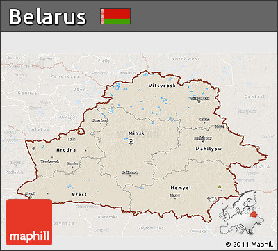 Shaded Relief 3D Map of Belarus, lighten