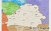 Shaded Relief 3D Map of Belarus, political shades outside