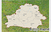 Shaded Relief 3D Map of Belarus, satellite outside