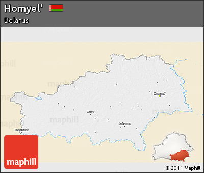 Classic Style 3D Map of Homyel', single color outside