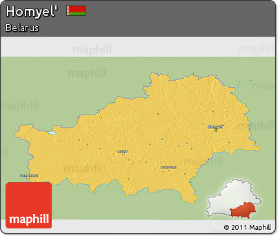 Savanna Style 3D Map of Homyel', single color outside
