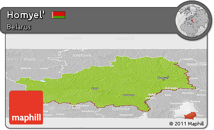 Physical Panoramic Map of Homyel', lighten, desaturated