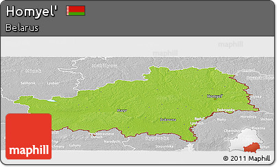 Physical Panoramic Map of Homyel', lighten, desaturated