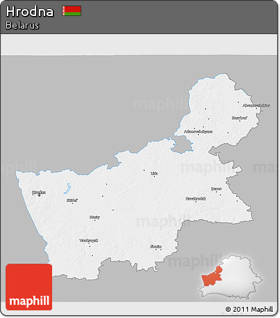 Gray 3D Map of Hrodna, single color outside