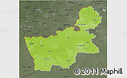 Physical 3D Map of Hrodna, darken, semi-desaturated