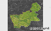 Satellite 3D Map of Hrodna, darken, desaturated
