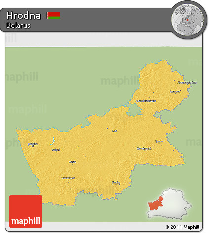 Savanna Style 3D Map of Hrodna, single color outside