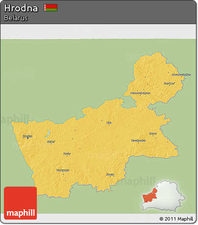 Savanna Style 3D Map of Hrodna, single color outside
