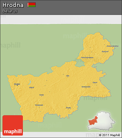 Savanna Style 3D Map of Hrodna, single color outside