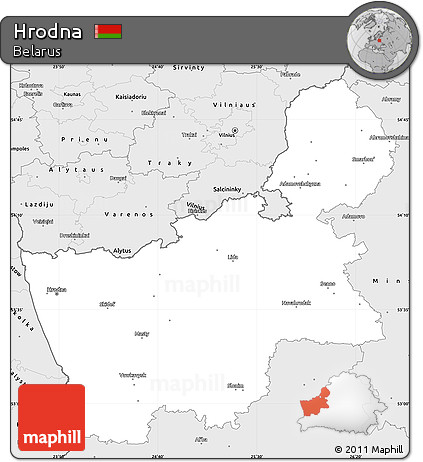 Silver Style Simple Map of Hrodna