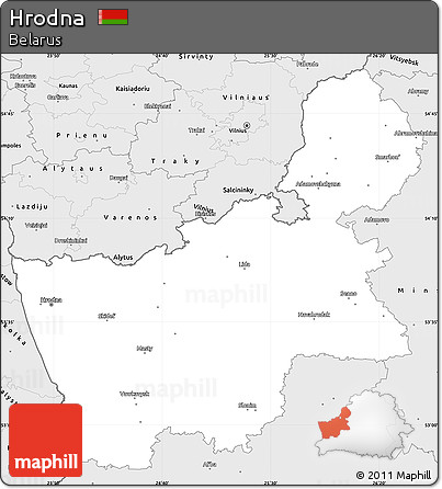 Silver Style Simple Map of Hrodna