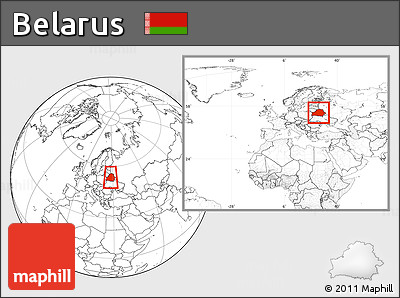 Blank Location Map of Belarus, within the entire continent