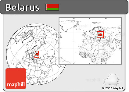Blank Location Map of Belarus, within the entire continent