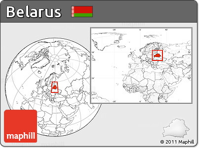 Blank Location Map of Belarus, within the entire continent
