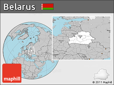 Blank Location Map of Belarus, gray outside
