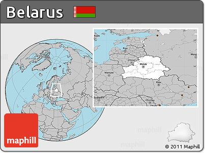 Blank Location Map of Belarus, gray outside