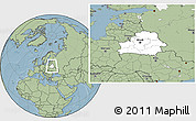 Blank Location Map of Belarus, savanna style outside, hill shading outside