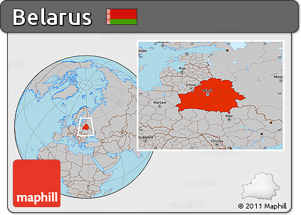 Gray Location Map of Belarus