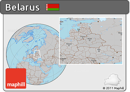 Gray Location Map of Belarus, hill shading inside