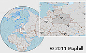 Gray Location Map of Belarus, lighten, desaturated, land only, hill shading
