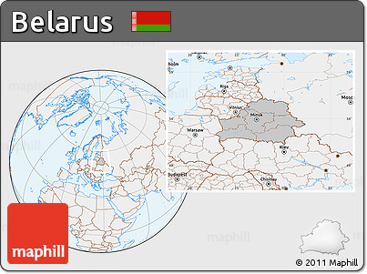 Gray Location Map of Belarus, lighten