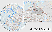 Gray Location Map of Belarus, lighten, hill shading