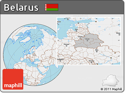 Gray Location Map of Belarus, lighten, land only