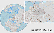 Gray Location Map of Belarus, lighten, semi-desaturated, land only, hill shading