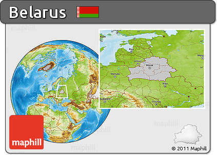Gray Location Map of Belarus, physical outside