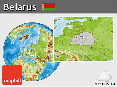 Gray Location Map of Belarus, physical outside