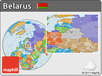 Gray Location Map of Belarus, political outside