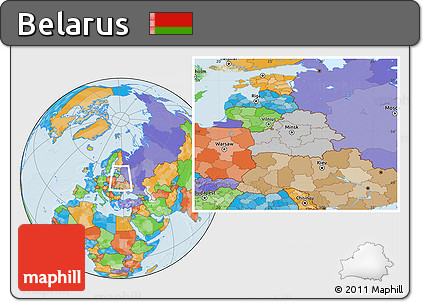 Gray Location Map of Belarus, political outside, hill shading