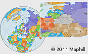 Gray Location Map of Belarus, political outside, hill shading