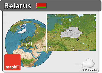 Gray Location Map of Belarus, satellite outside