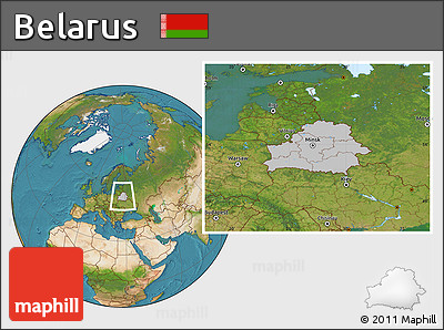 Gray Location Map of Belarus, satellite outside, hill shading